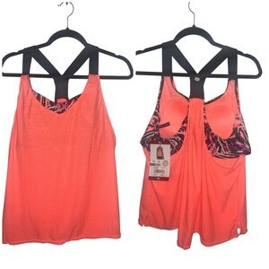 NWT Zeroxposur UPF 50+ Wide Strap Tankini Orange Racerback Tank Top XL $94 MSRP